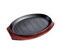 Gralara Plato Caliente para freír Carne con Bandeja de bambú, sartén para Fajitas, sartén para Asar Barbacoa, Utensilios de Cocina de inducción, 8 Pulgadas