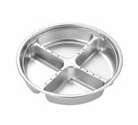 Gralara Plato Vaporera con Divisiones Asa Extraíble Bandeja Separadora de Alimentos de Acero Inoxidable Multiusos para Cocina, Cuatro Rejillas