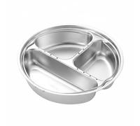 Gralara Plato Vaporera con Divisiones Asa Extraíble Bandeja Separadora de Alimentos de Acero Inoxidable Multiusos para Cocina, 3 Rejillas Grandes