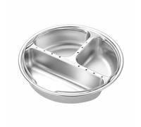 Gralara Plato Vaporera con Divisiones Asa Extraíble Bandeja Separadora de Alimentos de Acero Inoxidable Multiusos para Cocina, 3 Rejillas Pequeñas