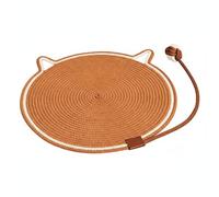 Gralara Rascador para Gatos Alfombra Rascadora Tapete Cama Cojín de en Cuerda de Algodón y Lino Transpirable Antidesgaste Adecuado para Interior Juego, Brown, 50CM