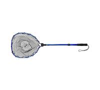 Gralara Red Fishes Landing Net Telescópico Plegable Aluminio Aleación Red de Pesca Portátil Cesta Silicona Mango EVA Adecuado para Pescadores Aficionados y, Red Negra de Poste Azul