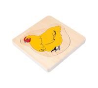 Gralara Rompecabezas de Madera Infantil de con Piezas Resistentes Juguete Didáctico Juego de Aprendizaje Progresivo Herramienta de Desarro, Gallina