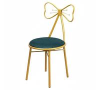 Gralara Silla con Respaldo de Lazo Asiento Acolchado Taburete de Maquillaje con Lazo Estilo Nórdico Silla de Mariposa Dorada para Mujeres, Verde, Terciopelo Mariposa