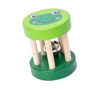 Gralara Sonajero de Madera para Bebés Rodillo Sensorial Educativo Cilindro con Campana Pequeños Fácil Agarre Adecuado para Estimulación en Casa Reg, Verde