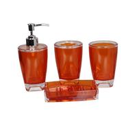 Gralara Soporte para cepillos de Dientes, dispensador de jabón, artículos Esenciales para, Estuche de Almacenamiento de acrílico, jabonera, Naranja