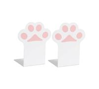 Gralara Sujetalibros de Garra de Gato Sujetalibros Decorativos Metal Antideslizante Lindo 1 Par de Topes de Libro para Estantes Sala de Estudio Estantería DEC, Blanco, Individual