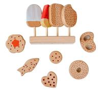 Gralara Tienda Helados Juguete Juego Gélido Madera Juguete Pastel Madera Bordes Suaves 19 Piezas para Niños