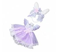 Gralara Vestido para Muñeca 1/6 Ropa Traje Conjunto Accesorios de Tela con Cinta Encaje y Diadema con Orejas Estética Tierna Adecuado para Juego Creativo, Morado, Vestido Oreja De Conejo