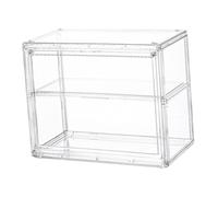 Gralara Vitrina Transparente para Figuras Caja Expositora para Coleccionables Organizador de Mostrador Apilable con Separador Apta para Oficina Hogar Vitrinas, 27x13x22cm