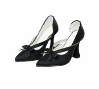 Gralara Zapato Tacón con Lazo Diseño Elegante Zapato Tacón Alta Muñeca Estilo Princesa , Negro , Tres Puntos