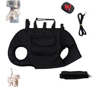 gram Carrier, Dog Backpack Carrier for Small Dogs, Dog Front Pack, Adjustable Shoulder Sling with Traction Leash, Fits Most Dogs (Black,Small)
