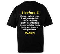 Gramática Inglesa Divertida Geek Nerd I Antes De E Camiseta Extragrande Unisex De Algodón Negra