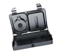 Gramigg Bandeja montada en reposacabezas de coche con dispensador de pañuelos integrado, contenedor de basura y ganchos para bandeja de viaje organizada