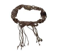 Gramigg Cinturón De Cuerda Trenzada Tendencia Medieval Borlas Ajustables Pretina Decoración Tejida Algodón Para Vestidos Playa Cinturón Festival Bohemio Con Fibras Naturales