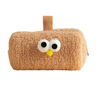 Gramigg Estuche de felpa con compartimento grande, organizador de bolígrafos, bolsa de maquillaje de viaje para estudiantes, mujeres y niñas, estuche de felpa, marrón claro