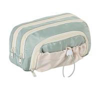 Gramigg Estuche de múltiples capas de gran capacidad, bolsa multicapa para bolígrafos, bolsa organizadora de viaje para oficina, escuela, estuche de poliéster, Green