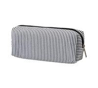 Gramigg Estuche de poliéster a rayas, ligero, gran capacidad, organizador de bolígrafos, bolsa de maquillaje de viaje, para escuela, oficina, impermeable, organizador de lápices, Stri blanco y negro