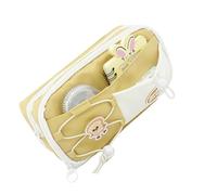 Gramigg Estuche de poliéster de alta capacidad con 8 secciones, organizador de lápices multicapa para escuela, oficina, 23 x 12 x 8 cm, estuche de poliéster, Amarillo