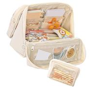 Gramigg Estuche para lápices de alta capacidad con 9 compartimentos, organizador de bolígrafos, bolsa de almacenamiento desmontable, bolsa de maquillaje de viaje, multifuncional, organizador de