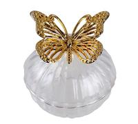 Gramigg Plato de caramelo apto para alimentos con detalle de mariposa de cristal reflectante para ocasiones especiales, mesa hecha a mano, cuenco de cristal ámbar