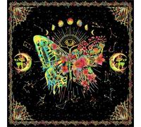 Gramigg Tapiz cuadrado de adivinaciones, mariposa, luna, astrología, mantel de tarots, mantel de brujería, suministros de altares, tarots, tarjeta de tela