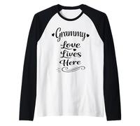 Grammy Love Lives Here - Familia Orgullosa Nietos Abuela Camiseta Manga Raglan