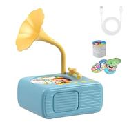 Gramófono Infantil con 96 Tarjetas de Sonido: Reproductor de música fonógrafo Educativo para niños pequeños, máquina de Contar Cuentos con rimas Infantiles y Canciones educativas. (Blue)