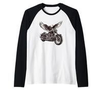 Gran águila con alas Grandes para Amantes de Las Motocicletas Camiseta Manga Raglan