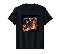 Gran amor de motocicleta con llamas y águila fresca Camiseta