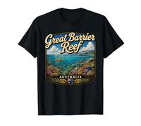 Gran Barrera de Coral Australia Arrecife Ocean Adventure Camiseta gráfica económica, Hombre, Negro, XL