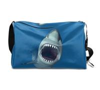 Gran bolsa de lona de cuero con estampado de tiburón blanco para hombre, mujer, niños y niñas, fin de semana de tiburón, bolsa de gimnasio, bolsa de viaje, bolso cruzado de un solo hombro, color,