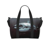 Gran bolsa de viaje cruzada con estampado de tiburón blanco para adultos, adecuada para viajes, camping, picnics