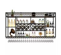 Gran botellero de 59 pulgadas con luces LED, soporte para botellas montado en la pared, licor de 3 pisos, estantes flotantes, organizador de exhibición para el hogar, restaurante, bar