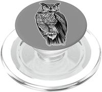 Gran Búho Cornudo Blackwork PopSockets PopGrip para MagSafe