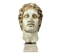 Gran busto de Alejandro Magno - Escultura hecha a mano del rey macedonio de tamaño real | Estatua de yeso duro