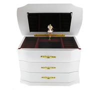 Gran caja de música para joyas / joyero musical de madera con bailarina giratoria, gran espejo, grandes cajones y mecanismo musical de resorte de 18 notas - Once upon a december - Anastasia