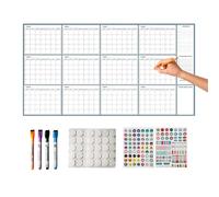 Gran calendario de pizarra | 140 x 86 cm Agenda planificador sin fechas con rotuladores y adhesivos magnéticos, calendario de oficina, para mujeres, estudiantes, profesores, trabajo, estudio, casa