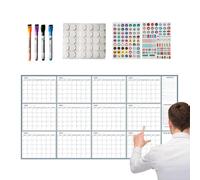 Gran calendario de pizarra, 140 x 86 cm, planificador sin fechas con rotuladores y adhesivos magnéticos, calendario de pared reutilizable, para hombres y mujeres, profesores, trabajo, estudio, casa