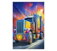Gran camión Puzzle 1000 Piezas Maquetas Construir 3D Detalladas Coche Transporte Vehículo Rompecabezas Educativo para Familia Aliviar Estrés Estera Portátil Moderno 1000 PCS