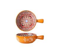 Gran Capacidad 600 ml Ensaladera, Estilo Bohemio Bol Desayuno, Cuencos Aperitivos, Cuencos Ceramica Apto para Ensaladas, Fideos Instantáneos, Muesli, Bocadillos, Frutas, Aperitivos (Amarillo)
