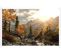 Gran cartel de estaño con escena del planeta - Skyrim Twilight River Flow Letrero de metal de aluminio para decoración de pared, 8 x 12 pulgadas