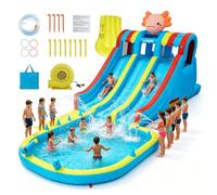 Gran castillo hinchable con soplador, castillo hinchable con tobogán de agua, XXL con soplador, salto al aire libre, piscina de salpicaduras, tobogán al aire libre, castillo de rebote para niños para