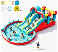 Gran Castillo Hinchable con soplador, Castillo Hinchable con tobogán de Agua, XXL con soplador, Salto al Aire Libre, Piscina saltadora, tobogán al Aire Libre, Castillo de Rebote para niños para