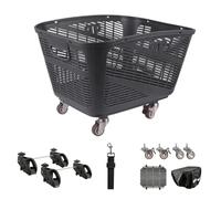 Gran cesta bici de liberación rápida para e-bike con ruedas bloqueables | Tapa extensible, cubierta impermeable, correa de tracción, para MTB y bicis urbanas, ideal para mascotas