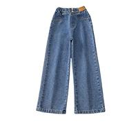 Gran Chica Cintura Elástica Alta Flare Pantalones Adelgazantes Pantalones Largos Casual de Pierna Ancha Pantalones Vaqueros Niños Suéter 146, azul, 4-5 años