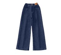 Gran Chica Cintura Elástica Alta Flare Pantalones Adelgazantes Pantalones Largos Casual de Pierna Ancha Pantalones Vaqueros Niños Suéter 146, gris, 9-10 años