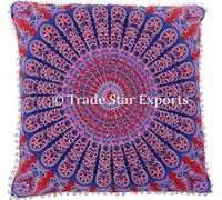 Gran cojín Mandala esponjado para suelo, 66 cm x 66 cm. Cojín de meditación cuadrado con forro, 100 % algodón. Almohada étnica para decoración fuera del hogar