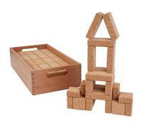 Gran Conjunto De Bloques De Corcho Natural 76 Piezas En Caja De Madera