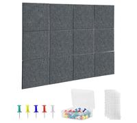 Gran corcho pared de feltro gris oscuro, 120X90 cm, murales decorativos pared, incluye 12 placas de tablero corcho, 90 alfileres y 60 tablas autoadhesivas seguras desmontables